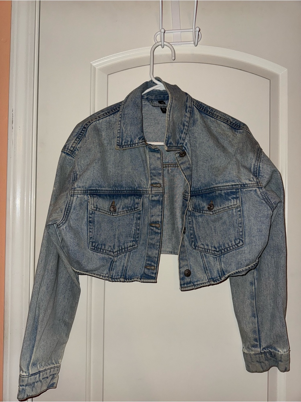 H&M Light Blue Cropped Denim Jacket